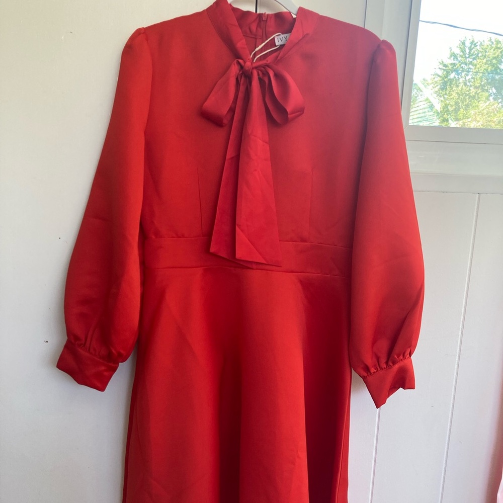 Elegant “Pippa” Red Long-Sleeve Dress